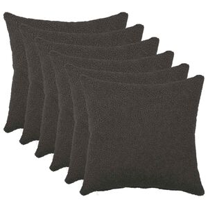 vidaXL Funda de almohada 6 pcs HEERLEN Gris oscuro 30 x 30 cm Boucl&eacute;