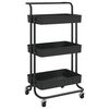vidaXL Carrito de cocina 3 niveles hierro y ABS negro 42x35x85 cm