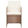 vidaXL Set comedor de jard&iacute;n 15 piezas y cojines rat&aacute;n sint&eacute;tico beige