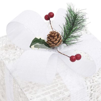 vidaXL Caja regalo decorativa Navidad 3 pzas blanca exterior/interior