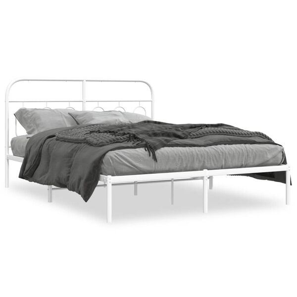 vidaXL Estructura cama sin colchón con cabecero metal blanco 150x200cm