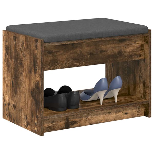 vidaXL Banco de entrada con coj&iacute;n Roble Ahumado 63 x 38 x 45 cm