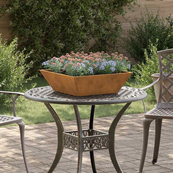 vidaXL Maceta para Jard&iacute;n Oxidado 50 x 50 x 15 cm Acero autopatinable