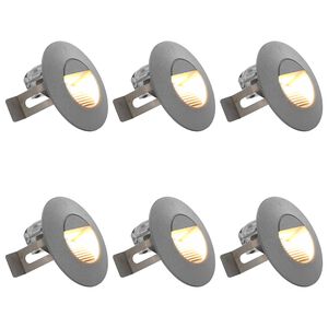 vidaXL L&aacute;mparas LED de pared para jard&iacute;n 6 uds. redonda plateada 2 W