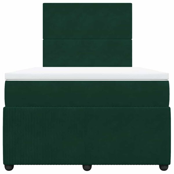 vidaXL Cama box spring con colch&oacute;n terciopelo verde oscuro 120x200 cm