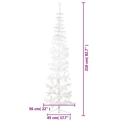 vidaXL Medio árbol de Navidad artificial con soporte blanco 210 cm