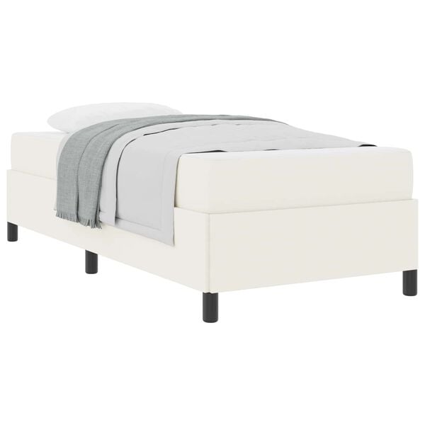 vidaXL Estructura de cama con colch&oacute;n Crema 90 x 200 cm tela