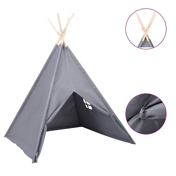 vidaXL Tienda tipi ni&ntilde;os y bolsa piel de melocot&oacute;n gris 120x120x150cm
