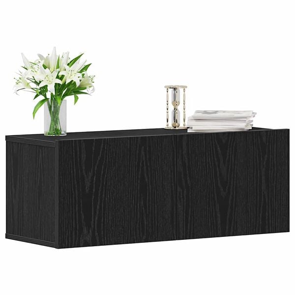 vidaXL Gabinete de TV 2 pcs Roble Negro 80 x 30 x 30 cm