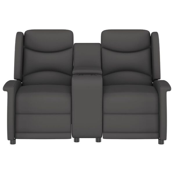 vidaXL Sillón de masaje reclinable 2 plazas con portavasos gris oscuro