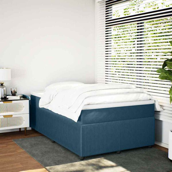 vidaXL Cama box spring con colch&oacute;n terciopelo azul oscuro 120x190 cm