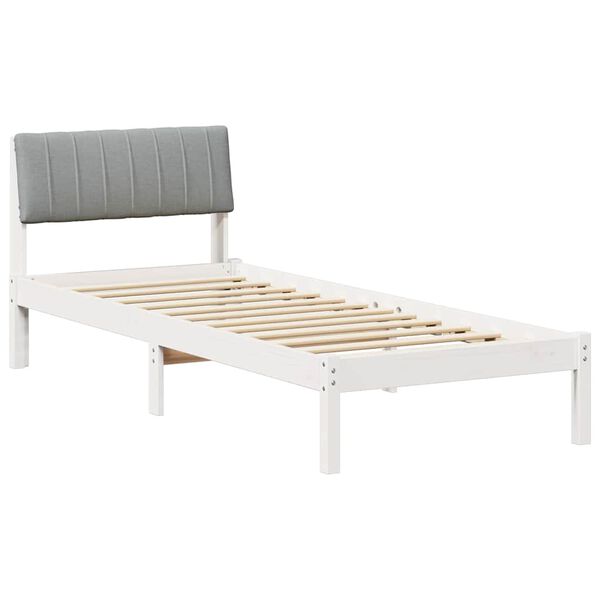 vidaXL Estructura de cama con cabecera y gris claro 75 x 190 cm