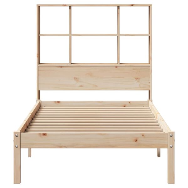 vidaXL Cama con estanter&iacute;a sin colch&oacute;n madera maciza de pino 75x190 cm