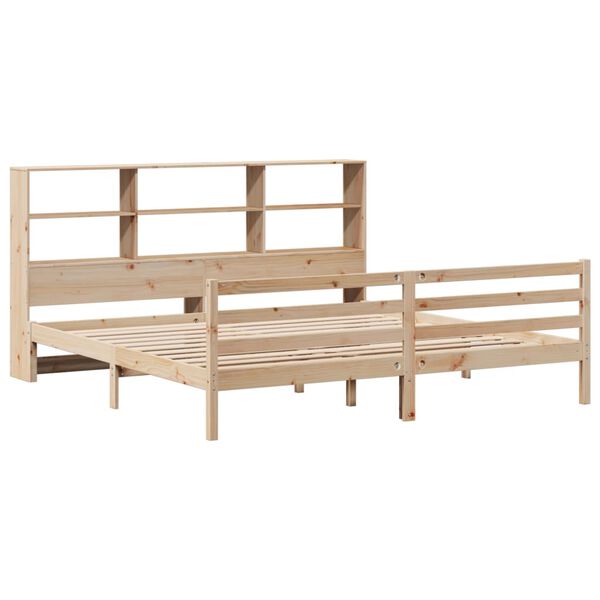 vidaXL Cama con estanter&iacute;a sin colch&oacute;n madera maciza de pino 180x200cm
