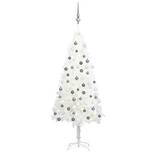 vidaXL &Aacute;rbol de Navidad preiluminado con luces y bolas blanco 120 cm