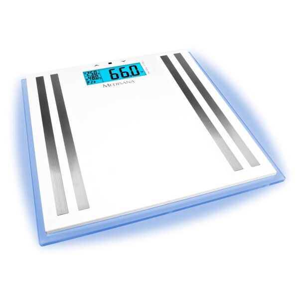 B&aacute;scula de cristal Medisana ISA de peso personal y an&aacute;lisis con LCD