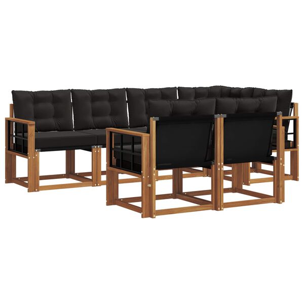 vidaXL Conjunto de sof&aacute;s de exterior con coj&iacute;n 7 pcs Natural y negro