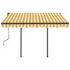 vidaXL Toldo autom&aacute;tico retr&aacute;ctil con postes amarillo blanco 3,5x2,5 m