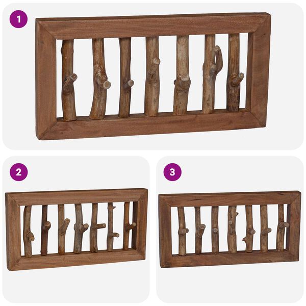 vidaXL Percha Marr&oacute;n 50 x 11 x 25 cm Madera de Caoba S&oacute;lida