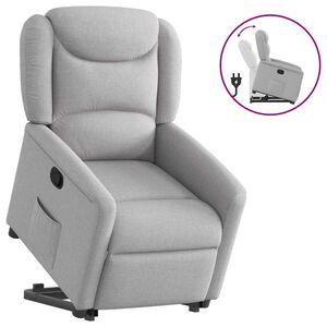 vidaXL Sill&oacute;n reclinable elevable de tela gris nube