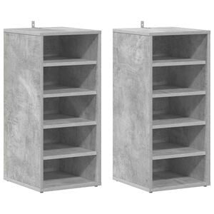 vidaXL Zapateros 2uds contrachapado gris hormig&oacute;n 31,5x35x70cm