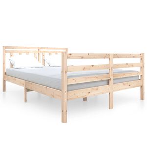 vidaXL Estructura cama doble peque&ntilde;a madera maciza 135x190 cm