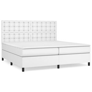 vidaXL Cama box spring con colch&oacute;n cuero sint&eacute;tico blanco 200x200 cm