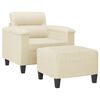 vidaXL Sill&oacute;n con taburete cuero sint&eacute;tico color crema 60 cm