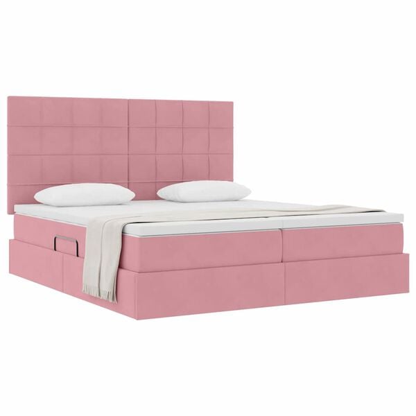 vidaXL Cama con almacenamiento Rosa 200 x 200 cm Terciopelo