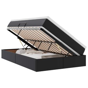 vidaXL Cama con almacenamiento y colch&oacute;n Negro 120 x 190 cm