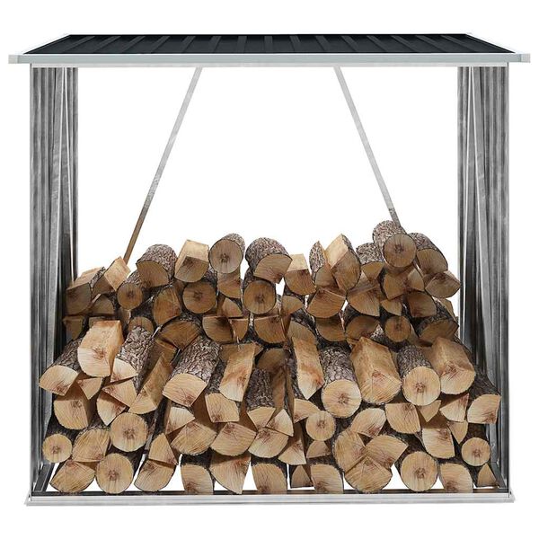 vidaXL Casetilla leña acero galvanizado gris antracita 163x83x154 cm