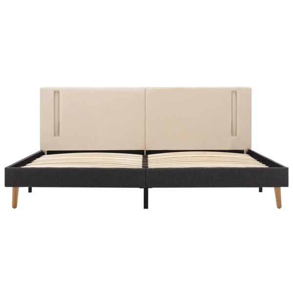 vidaXL Estructura de cama con LED tela crema y gris oscuro 180x200 cm