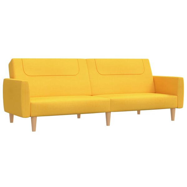 vidaXL Sof&aacute; cama de 2 plazas con reposapi&eacute;s tela color amarillo
