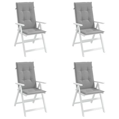 vidaXL Cojín silla de jardín respaldo alto 4 uds tela gris 120x50x3 cm