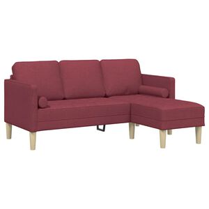 vidaXL Juego de Sof&aacute; Rojo vino 173 x 131 x 67 cm Poli&eacute;ster