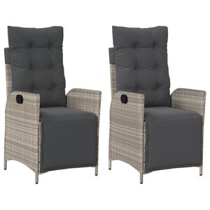 vidaXL Sill&oacute;n reclinable jard&iacute;n y reposapi&eacute;s 2 uds rat&aacute;n PE gris claro
