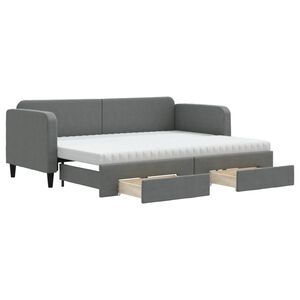 vidaXL Sof&aacute; cama nido con cajones tela gris oscuro 80x200 cm
