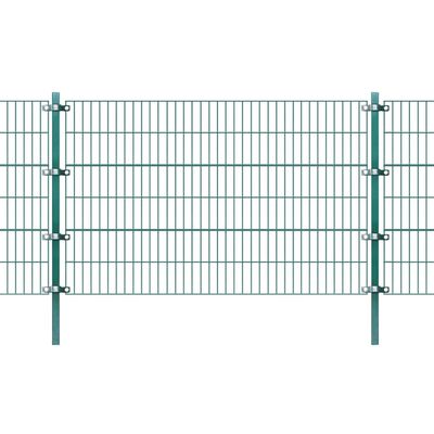 vidaXL Panel de valla y postes hierro recubrimiento polvo verde 6x1,2m