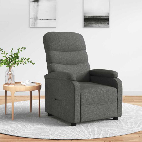 vidaXL Sill&oacute;n reclinable de tela gris oscuro
