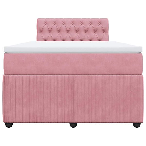 vidaXL Cama box spring con colch&oacute;n terciopelo rosa 120x190 cm