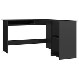 vidaXL Escritorio forma de L contrachapada negro brillo 120x140x75 cm
