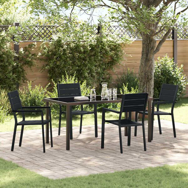 vidaXL Conjunto de Comedor de Jard&iacute;n 5 pcs Negro