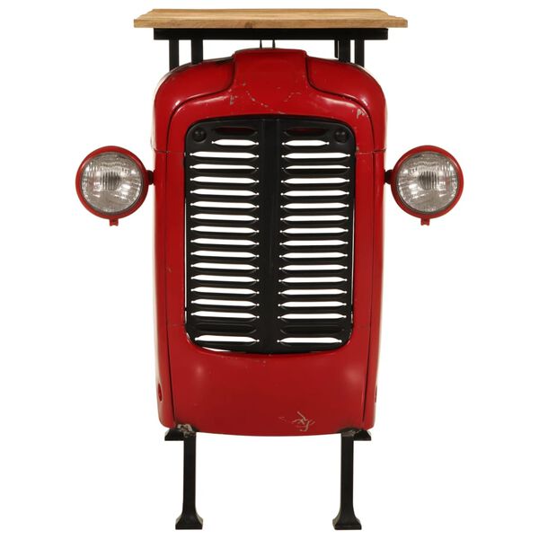 vidaXL Mesa bar tractor madera maciza mango rojo y marrón 55x120x107cm