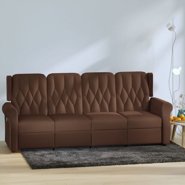 vidaXL Sill&oacute;n reclinable de masaje de 4 plazas cuero sint&eacute;tico marr&oacute;n