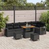 vidaXL Conjunto de sof&aacute;s de jard&iacute;n 11 pcs Negro rat&aacute;n sint&eacute;tico