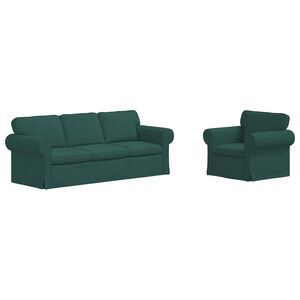 vidaXL Juego de Sof&aacute; 2 pcs Verde oscuro 215 x 82 x 80 cm tela