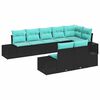 vidaXL Conjunto de sof&aacute;s de jard&iacute;n 8 uds. Negro y Turquesa Polirat&aacute;n