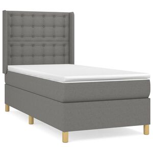 vidaXL Cama box spring con colch&oacute;n tela gris oscuro 90x190 cm