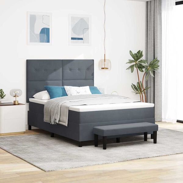 vidaXL Cama tipo Box Spring Gris oscuro 140 x 200 cm Terciopelo