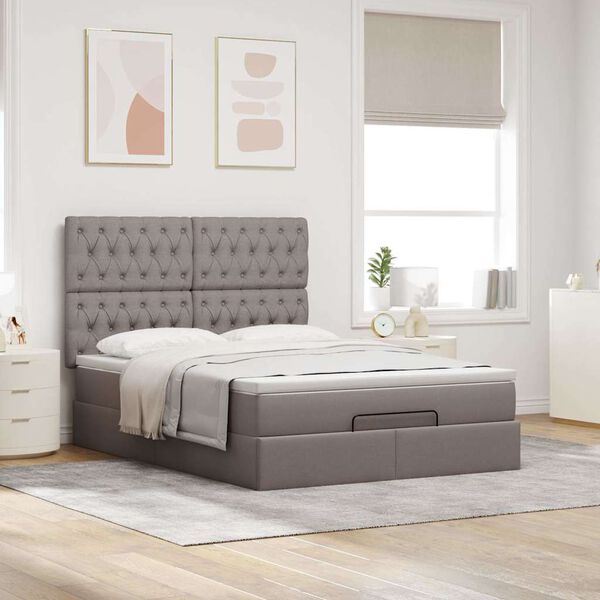 vidaXL Estructura de cama otomana colch&oacute;n tela gris pardo 140x190cm